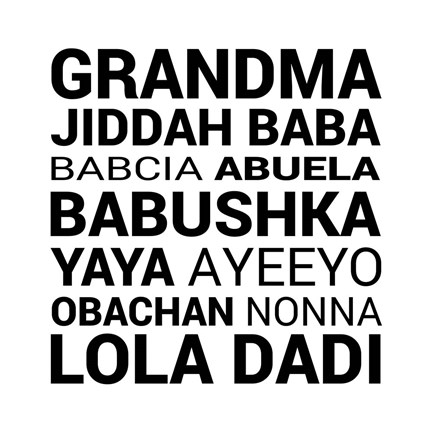 Framed Grandma Various languages Print