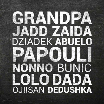 Framed Grandpa Various Languages - Chalkboard Print