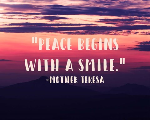 Framed Peace Begins With a Smile - Mother Teresa Quote Print