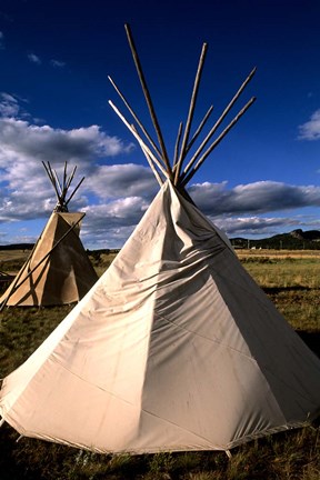 Framed Sioux Teepee at Sunset, Prairie near Mount Rushmore, South Dakota Print