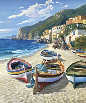 Framed Spiaggia Dei Pescatori Print