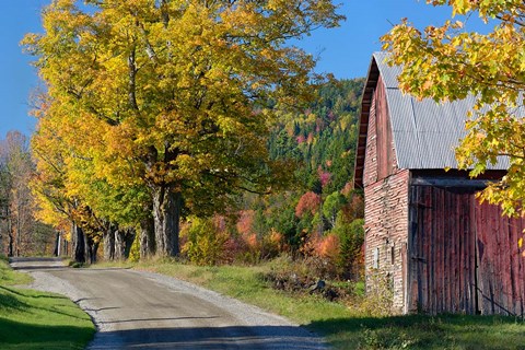 Framed Rural barn, farm in autumn, New Hampshire Print