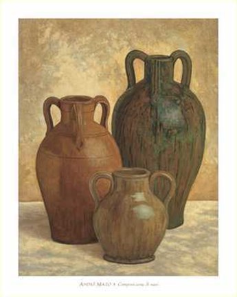 Framed Andre Mazo - Composizione di Vasi Size 32.75x41 Print