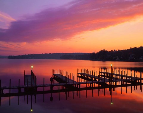 Framed New Hampshire Dock and Lake Winnipesaukee Print