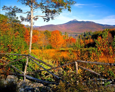 Framed Autumn landscape of Mount Chocorua, New England, New Hampshire Print