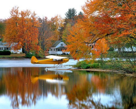 Framed Float plane reflects on Highland Lake, New England, New Hampshire Print