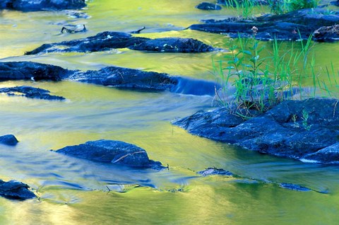 Framed Summer Reflections in the Waters of the Lamprey River, New Hampshire Print