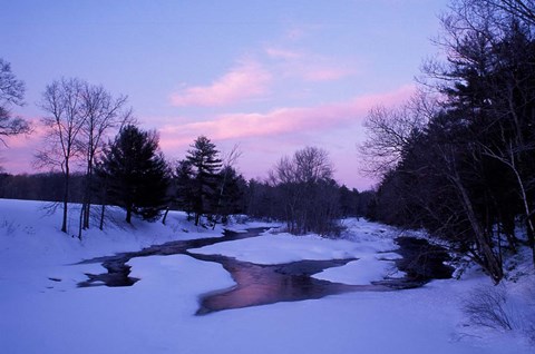 Framed Winter from Bridge on Lee-Hook Road, Wild and Scenic River, New Hampshire Print