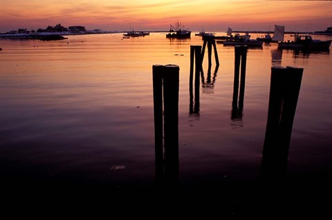 Framed Sunrise on Boats, New Hampshire Print