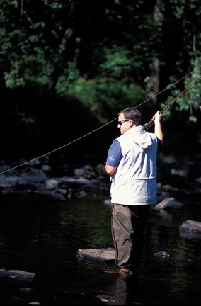 Framed Fly Fishing on the Lamprey River, New Hampshire Print