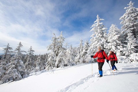 Framed Winter Hiking on Mount Cardigan, Clark Trail, Canaan, New Hampshire Print