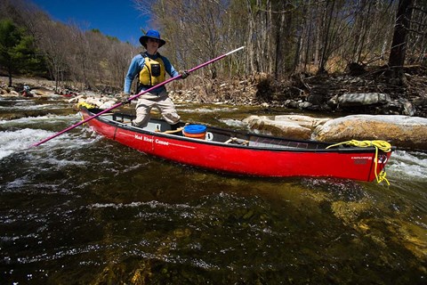 Framed Poling a Canoe on the Ashuelot River in Surry, New Hampshire Print