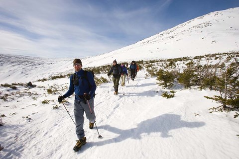 Framed Winter Hiking near Lion Head, Mount Washington, White Mountain National Forest, New Hampshire Print