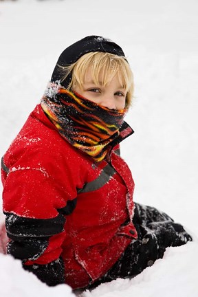 Framed Child in snow, Portsmouth, New Hampshire Print