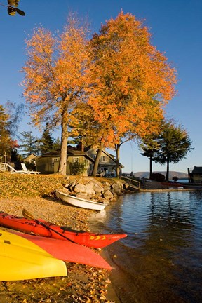 Framed Kayaks, Lake Winnipesauke, New Hampshire Print