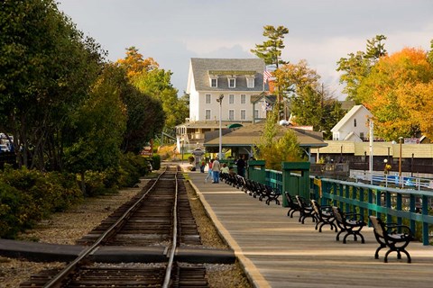 Framed Scenic railroad at Weirs Beach, New Hampshire Print