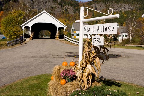 Framed Covered Bridge in downtown Stark, New Hampshire Print