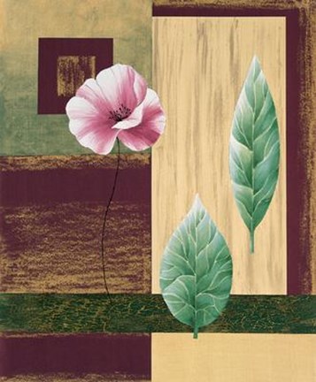 Framed Coquelicots et Feuilles I Print