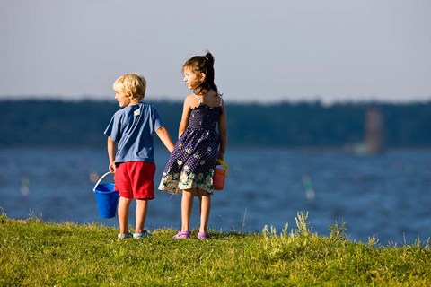 Framed Children, Odiorne State Park, New Hampshire Print