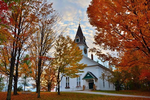 Framed Meeting House at Sugar Hill, New Hampshire Print