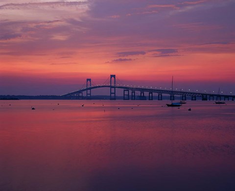 Framed Newport Bridge at sunset, Newport, Rhode Island Print