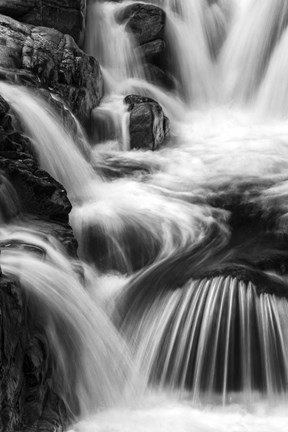 Framed New Hampshire. Black and White image of waterfall on the Swift River, Rocky Gorge, White Mountain NF Print