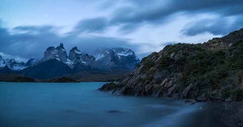 Framed Lake with Mountain, Lake Pehoe, Torres de Paine National Park, Patagonia, Chile Print