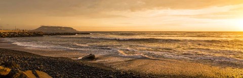 Framed Surf on beach at dusk, Playa Waikiki, Miraflores District, Lima, Peru Print