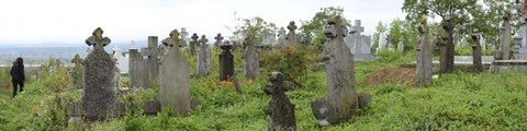 Framed View of Cemetery, Bradu, Arges County, Romania Print