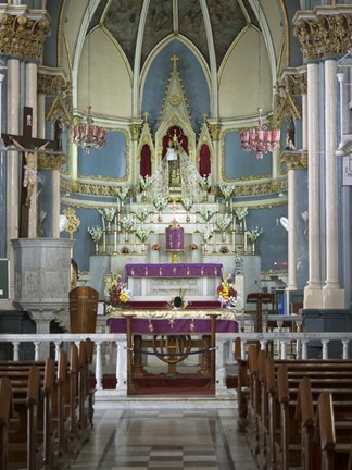 Framed Interiors of Mount Mary Church, Bandra, India Print