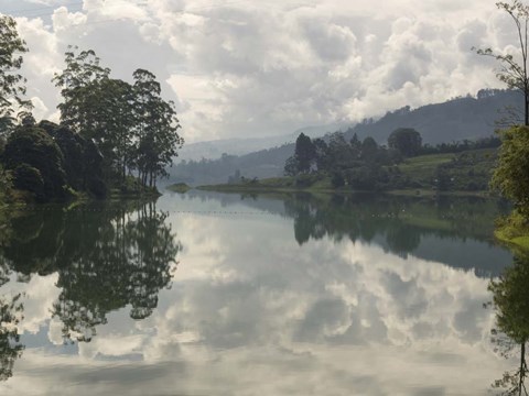 Framed Castlereigh Reservoir at Hazy Morning, Nuwara Eliya, Central Province, Sri Lanka Print