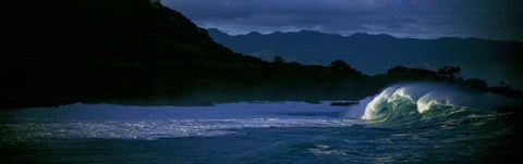 Framed Waves in Waimea Bay, Oahu, Hawaii Print