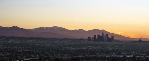 Framed Downtown Los Angeles at Dusk, California Print