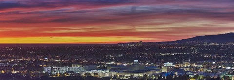 Framed Los Angeles at Night, California Print