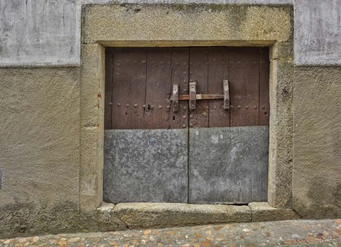 Framed Wooden Door, San Martin de Trevejo, Spain Print