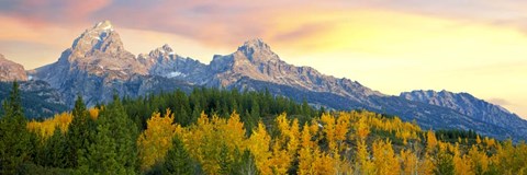 Framed Sunrise Over Mountain Range, Grand Teton National Park, Wyoming Print