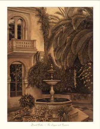 Framed Loggia and Fountain Print