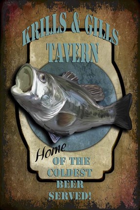 Framed Krills &amp; Gills Tavern Print
