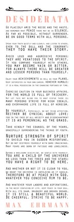 Framed Desiderata Bus Roll Black and Peach Text Print