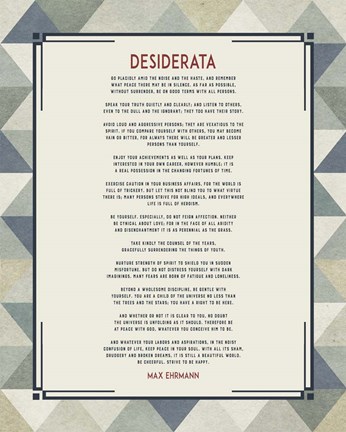 Framed Desiderata Triangle Pattern Frame Blue Print