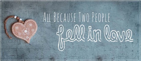 Framed Two People Fell in Love Wood Pendant Print