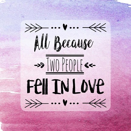 Framed Two People Fell in Love Magenta Ombre Print