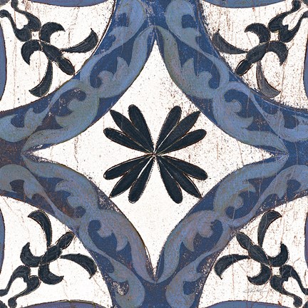 Framed Downtown I Indigo and Cream Print