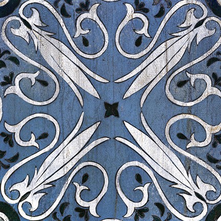 Framed Oxford II Indigo and Cream Print