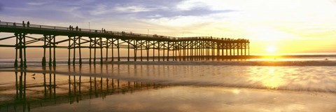 Framed Pier at Sunset, Crystal Pier, Pacific Beach, San Diego, California Print