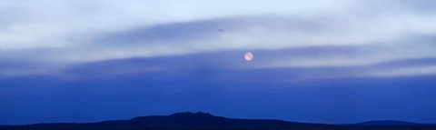 Framed Moonset over Mountain, Tres Orejas, Taos County, New Mexico Print