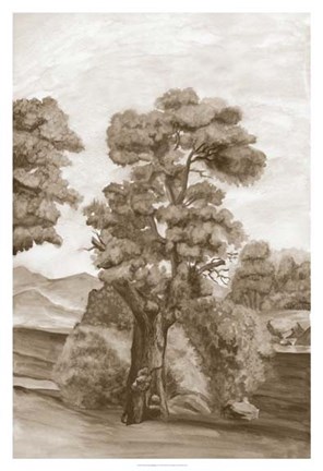 Framed Sepia French Wall Paper II Print