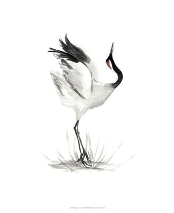 Framed Japanese Cranes I Print