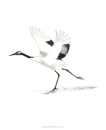 Framed Japanese Cranes III Print