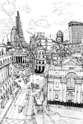 Framed B&amp;W City Scene III Print